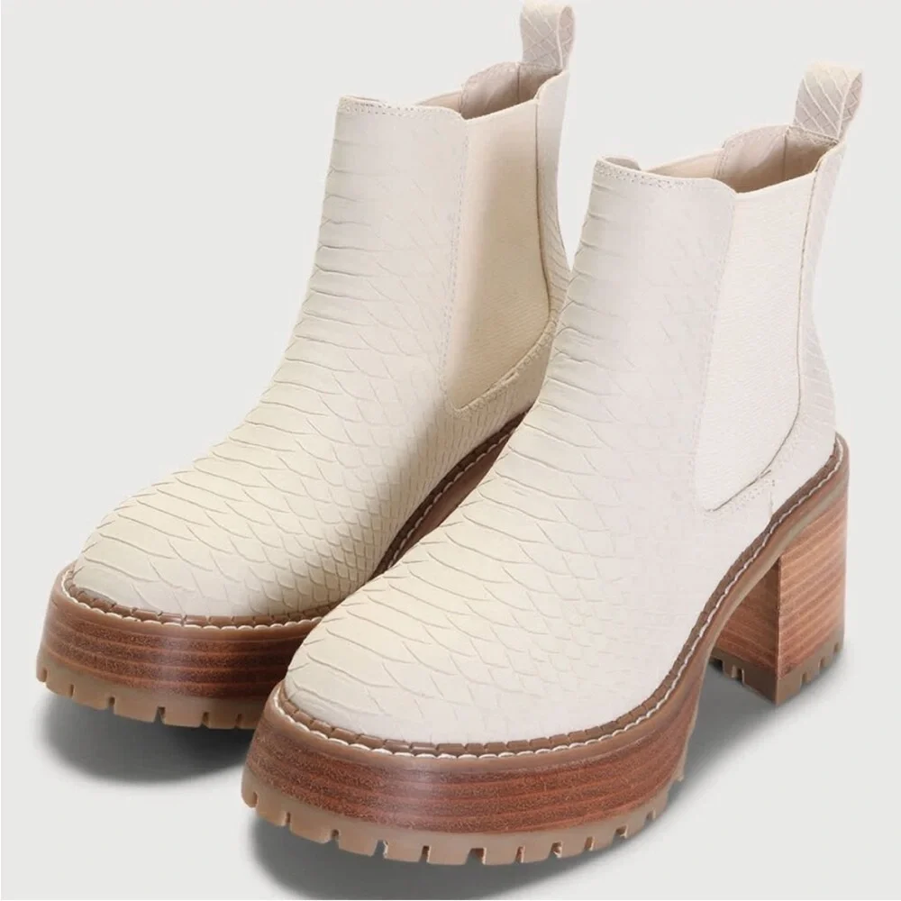 MIA Alejandro Snake Platform Chelsea Ankle Boot - Ivory - Size 10